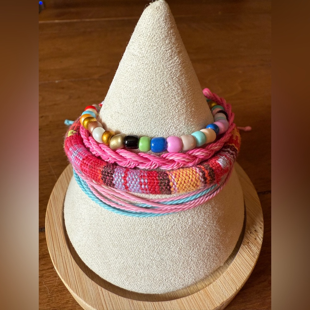 Boho Colorful Beaded and Woven Bracelets Set.